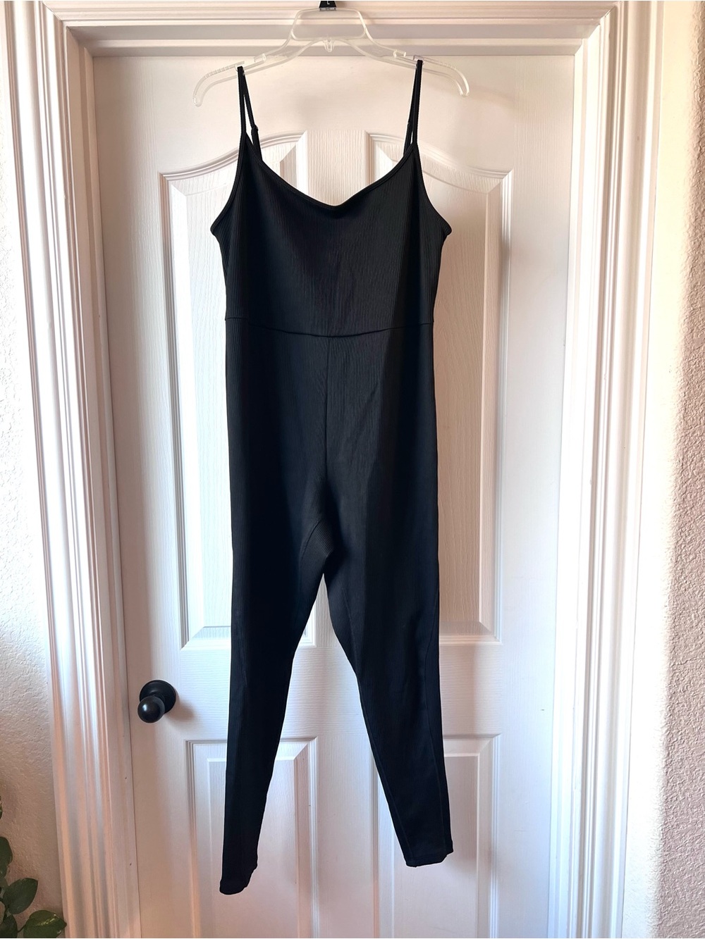 Wild Fable Black Slim Spaghetti-Strap Ribbed Jumpsuit 1X